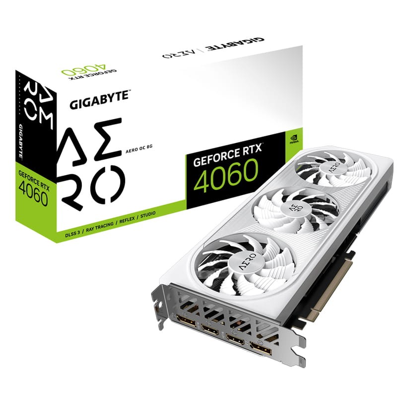 Gigabyte AERO NVIDIA GeForce RTX 4060 OC 8GB GDDR6 Branco - Placa Gráfica - Item