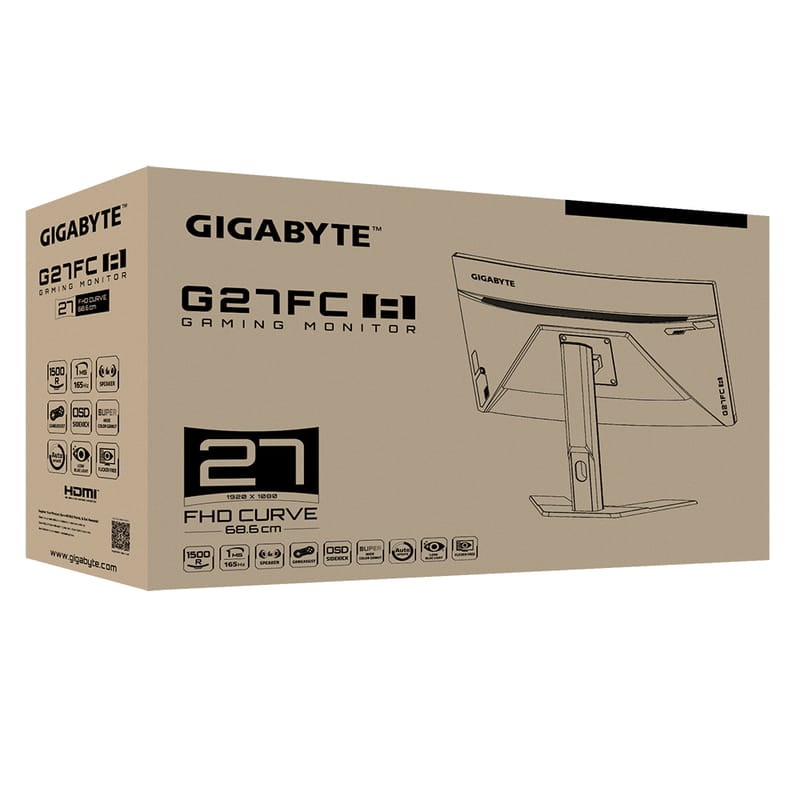 Ecran Gaming Gigabyte Incurvé 27  LED Full HD G27FC / 165 Hz / Noir
