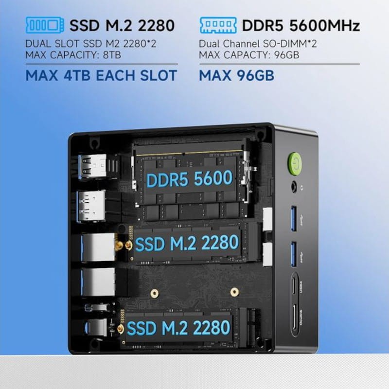 GMKtec K8 Plus AMD Ryzen 7 8845HS/Sem Ram/Sem SSD/Preto - Mini PC para jogos - Item2