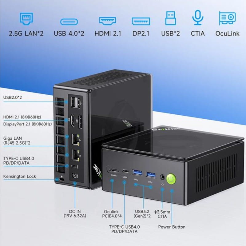 GMKtec K8 Plus AMD Ryzen 7 8845HS/Sem Ram/Sem SSD/Preto - Mini PC para jogos - Item5