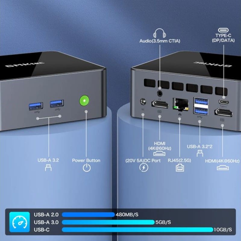 GMKtec NucBox M2 Pro Intel i7-1195G7/32GB/1TB SSD/Windows 11 Pro Gris - Mini PC - Ítem4