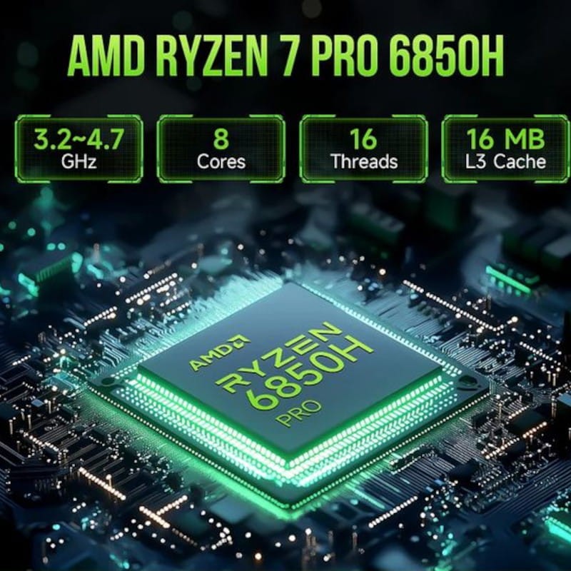 GMKtec NucBox M7 AMD Ryzen 7 Pro 6850H/16GB DDR5/1TB SSD/Windows 11 Pro Prata - Mini PC - Item1