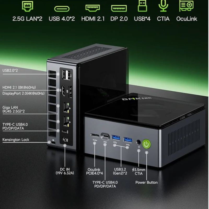 GMKtec NucBox M7 AMD Ryzen 7 Pro 6850H/16GB DDR5/1TB SSD/Windows 11 Pro Prata - Mini PC - Item4