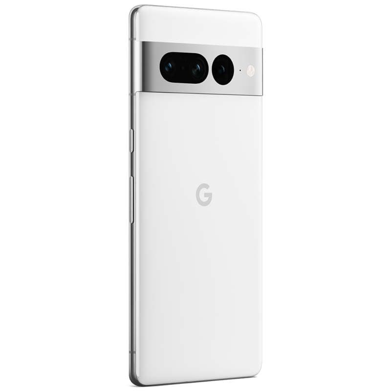 Vue arrière et côté droit du téléphone mobile Google Pixel 7 Pro 5G 12 Go/128 Go Blanc