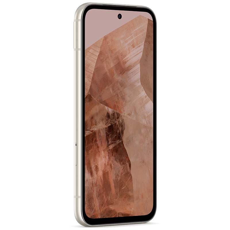 Google Pixel 8a 5G 8 Go/128 Go Porcelaine Téléphone portable renouvelé - Excellent état Vue de face côté droit