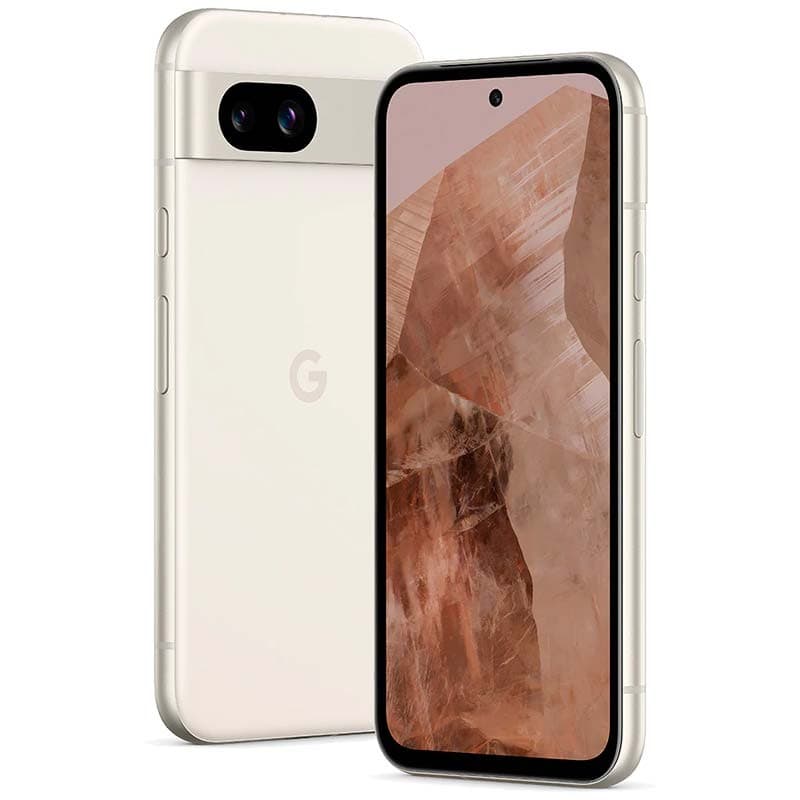 Google Pixel 8a 5G 8 Go/128 Go Porcelaine Téléphone portable renouvelé - Excellent état Vue avant et arrière