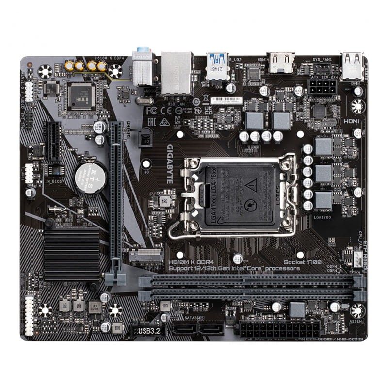 Gigabyte H610M K DDR4 1.0 LGA 1700 micro ATX Gigabit Ethernet - Carte mère - Ítem3