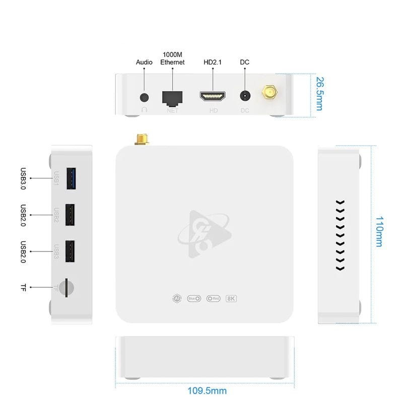 H96 Max M12 S928X 4 Go/64 Go WiFi 6 Blanc - Android TV - Ítem7