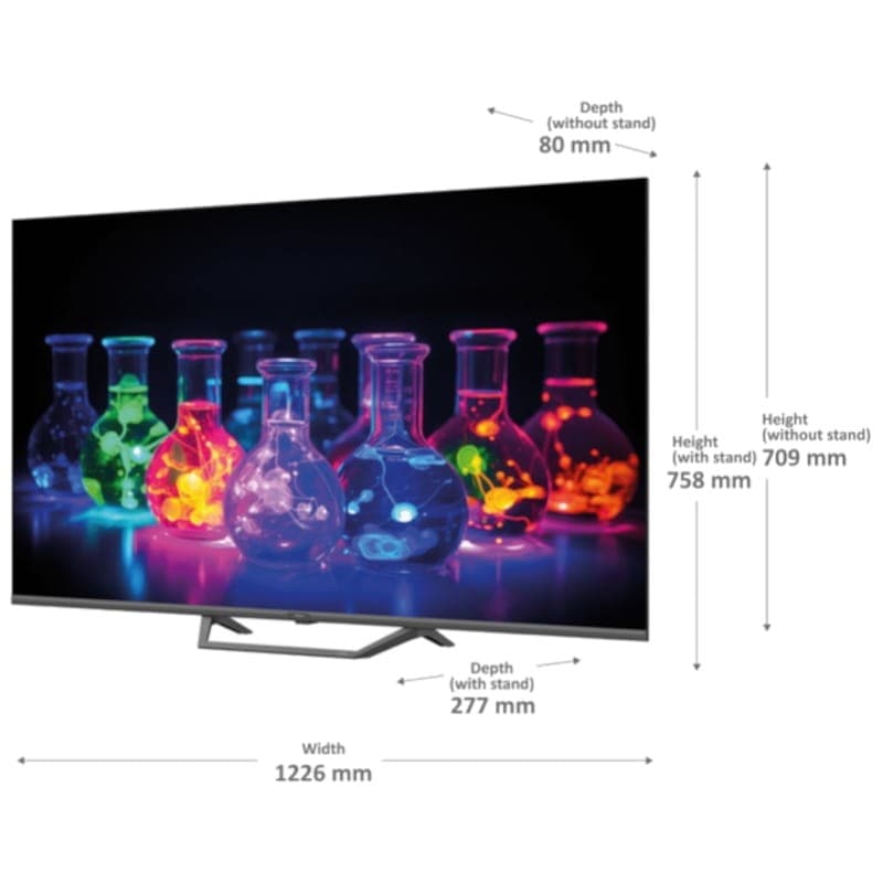 Haier H55Q800UX 55 4K Ultra HD Smart TV Wifi Noir - Dimensions du téléviseur