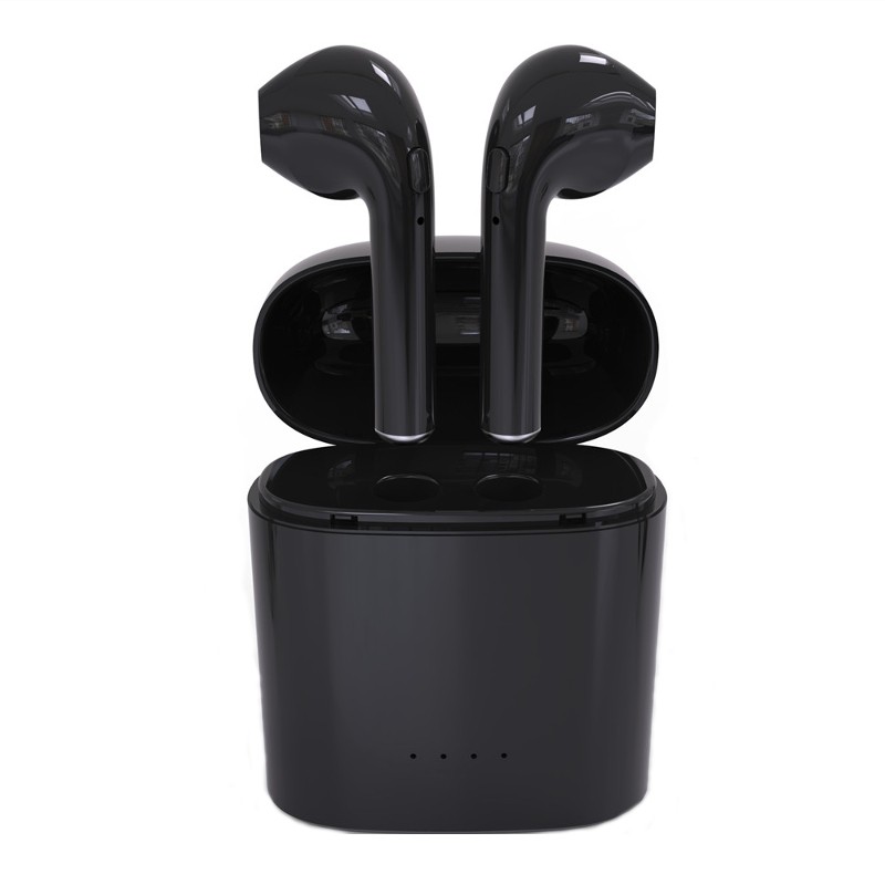 HBQ i7S TWS Bluetooth 4.2 - Auriculares In-Ear - Color negro, Bluetooth 4, Estuche de carga, distancia de 10 metros, impedancia de 32 ohms, micrófono, manos libres, autonomía de 4 a 6 horas, dos conexiones simultáneas (dos móviles)