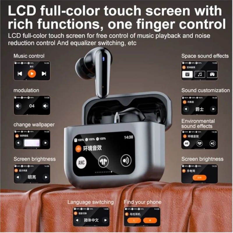 HBQ YYK-Q30 ANC LCD Cinzento - Auriculares Bluetooth - Item10