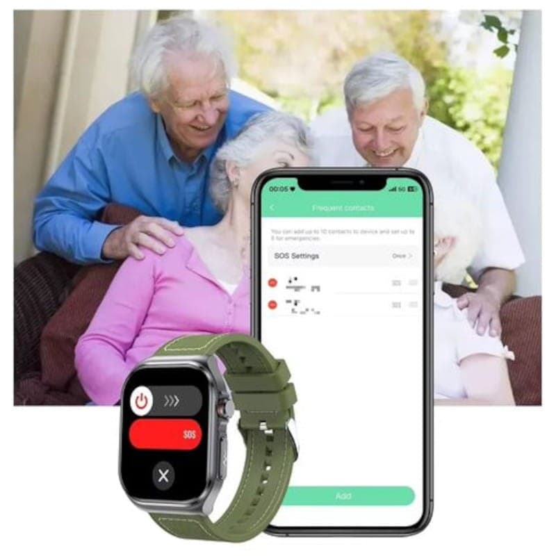 Botón SOS de Hello ET585 Cuero  Marrón - Reloj inteligente