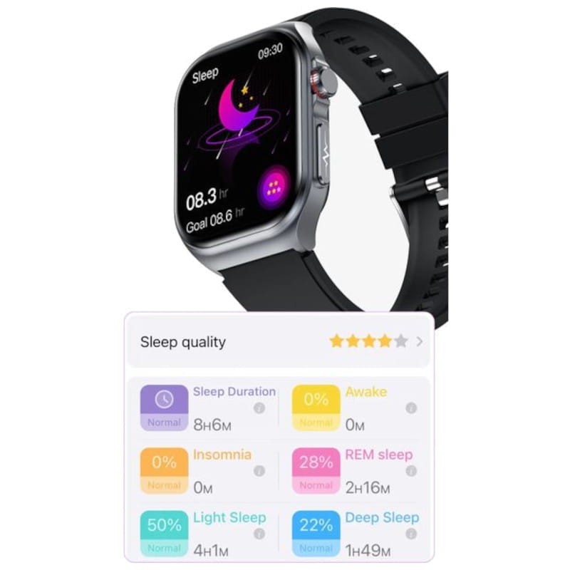 Hello ET585 Silicone Noir - Montre intelligente - Ítem3