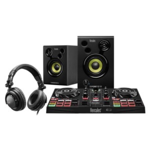 Hercules DJLearning Kit DVS Scratch Digital - Combo de Controladora DJ, Altavoces y Auriculares