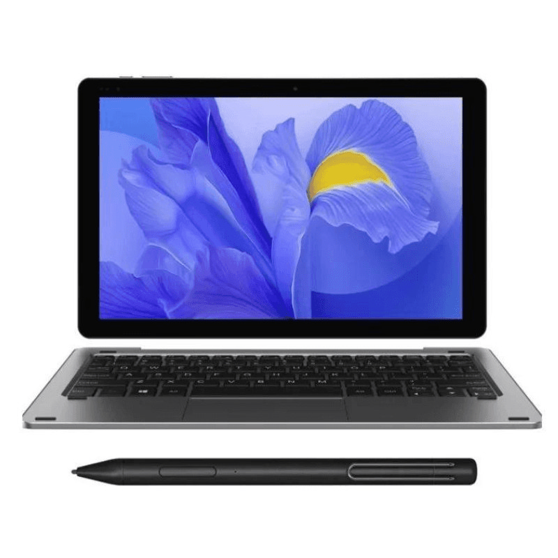 Chuwi Hi10 X 10.1 preto com moldura fina, tela IPS ampla e cores vivas; câmera frontal central. 8GB RAM, 128GB, Windows 10. Classe B Refurbished - Item1