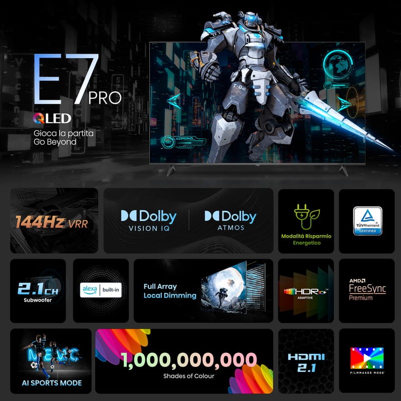 Hisense 55E7NQ PRO 55 4K Ultra HD Smart TV Wifi Gris - Televisor - Ítem4