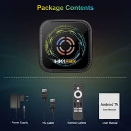 Conteúdo da caixa de HK1 RBOX H8X Allwinner H728 4GB/64GB Android 14 - Android TV