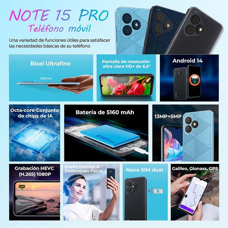 Hotwav Note 15 Pro 4GB/128GB Azul Oscuro - Teléfono móvil - Ítem1