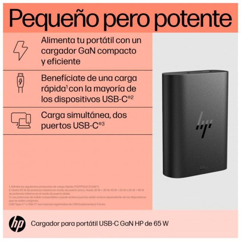 HP 600Q7AA 65 W USB-C 2 Portas GaN Preto - Carregador portátil - Item9
