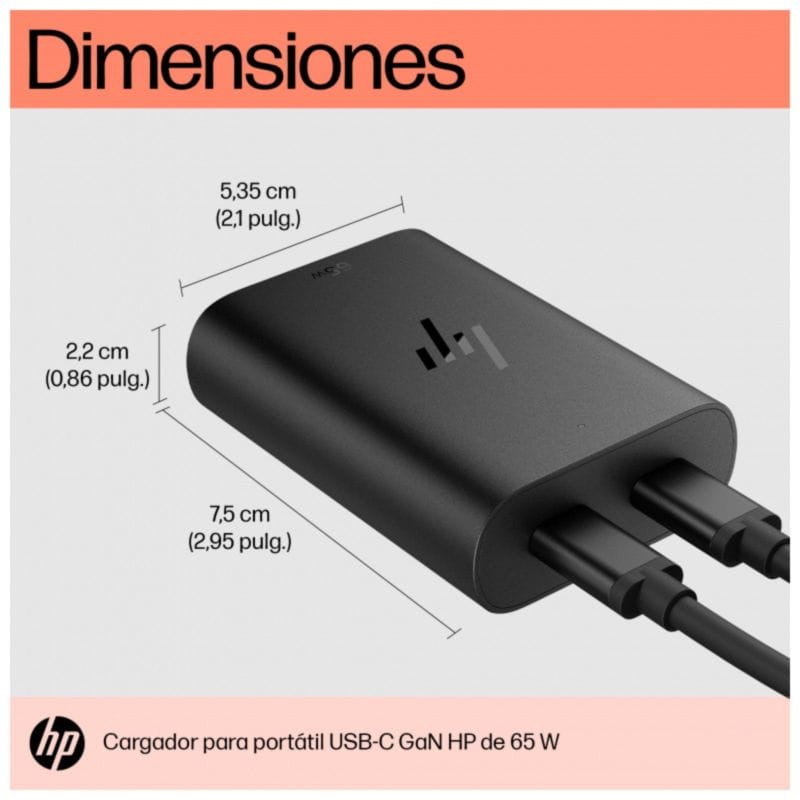 HP 600Q7AA 65 W USB-C 2 Portas GaN Preto - Carregador portátil - Item7