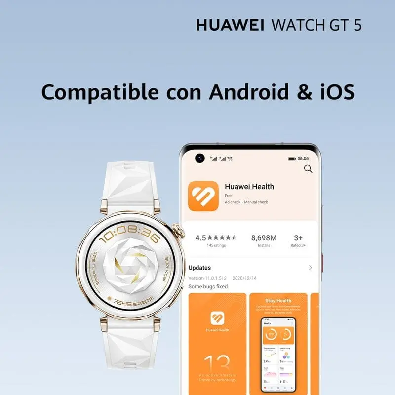 APP de Huawei Watch GT5 41mm GPS Correa Cuero Blanco - Reloj Inteligente