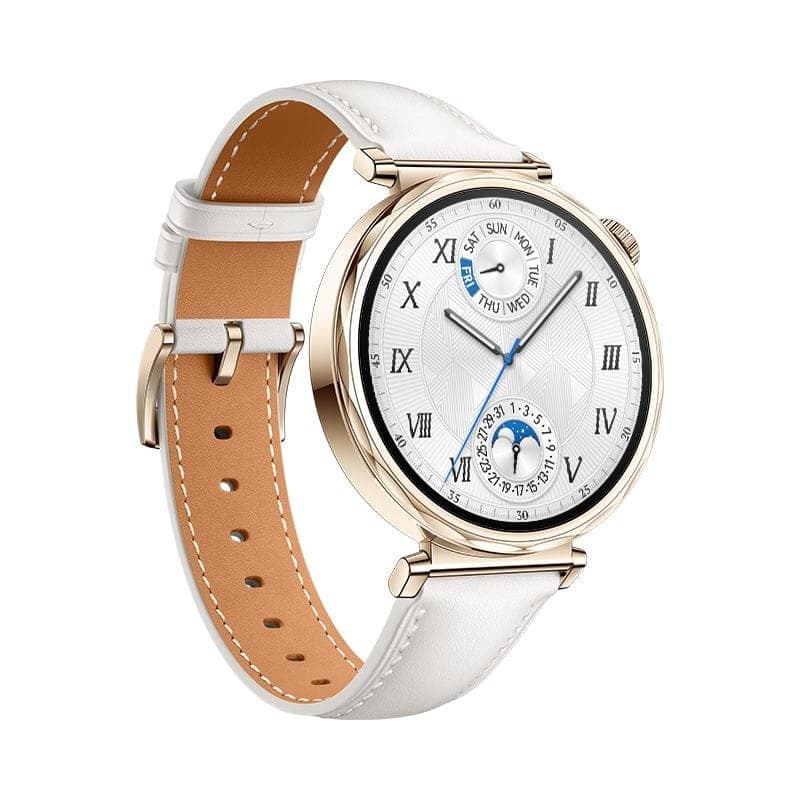 Frontal de Huawei Watch GT5 41mm GPS Correa Cuero Blanco - Reloj Inteligente