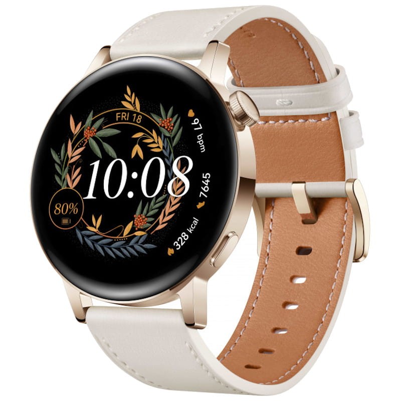 Huawei Watch GT 3 42mm Oro/Correa Blanca Edición Elegante - Reloj inteligente