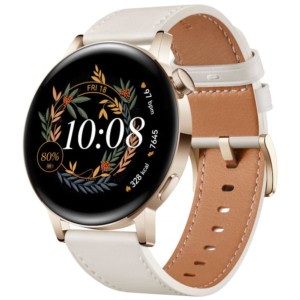 Huawei Watch GT 3 42 mm Or/Bracelet Blanc Édition Élégante - Montre Connectée