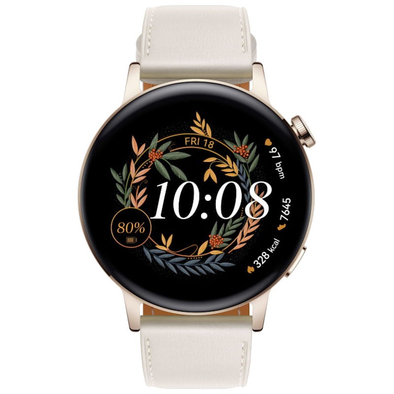 Huawei Watch GT 3 42 mm Dourada/Correia Branca Elegant Edition - Relógio Inteligente - Item1