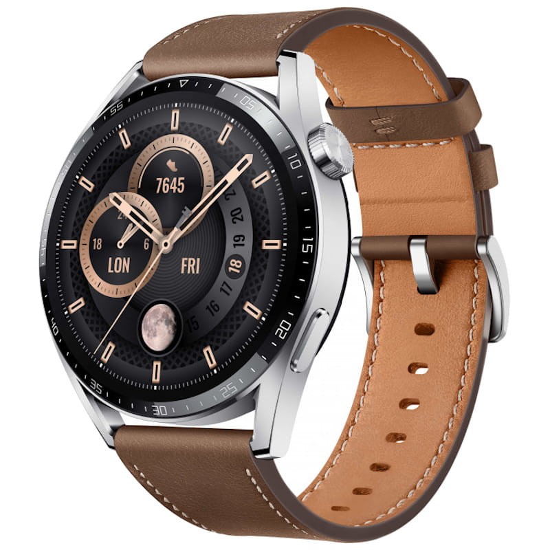 Huawei Watch GT 3 46mm Prata/Correia Marrom Classic Edition - Relógio inteligente