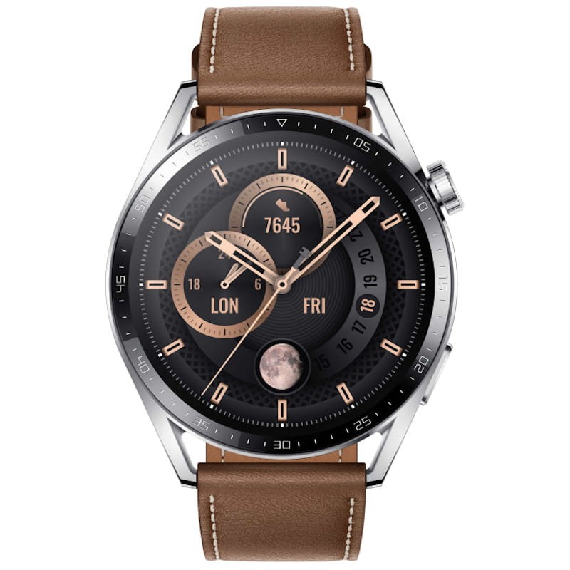 Huawei Watch GT 3 46mm Prata/Correia Marrom Classic Edition - Relógio inteligente - Item1