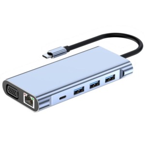 Hub BYL-2310 11 em 1 USB Tipo C para HDMI/USB 3.0/RJ45/USB Tipo C/PD/3,5mm Preto