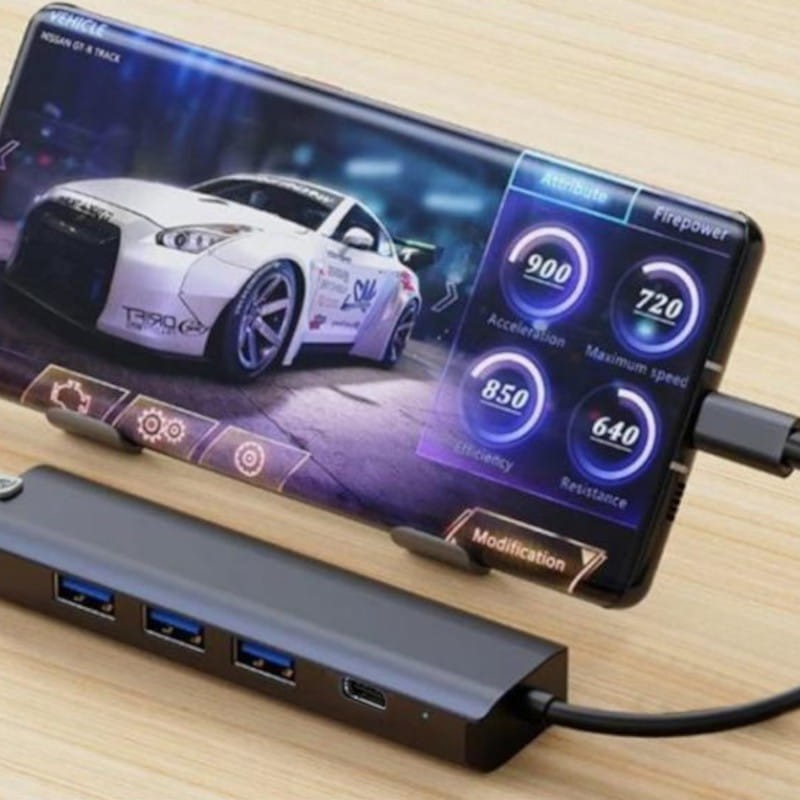 Hub USB BYL-2302 5 en 1 USB Tipo-C/USB 3.0+Tipo C 100W+RJ45 Gris - Ítem3