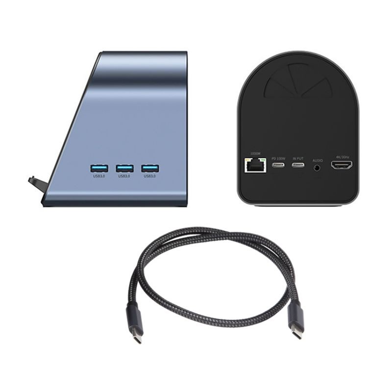 Adaptador BYL-2211 10 em 1 USB tipo C para HDMI/USB/USB tipo C/SD/TF/HDMI/3,5 mm Jack/VGA com Carregador sem fio Preto - Item1