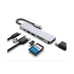 Adaptável Hub USB BYL-2010 6 em 1 USB Tipo-C/HDMI+USB 3.0+USB 2.0+Tipo C+microSD+TF Cinza