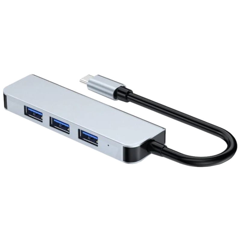 Hub USB BYL-2013T 4 em 1 USB Tipo C/USB 3.0+USB 2.0 Cinza - Item