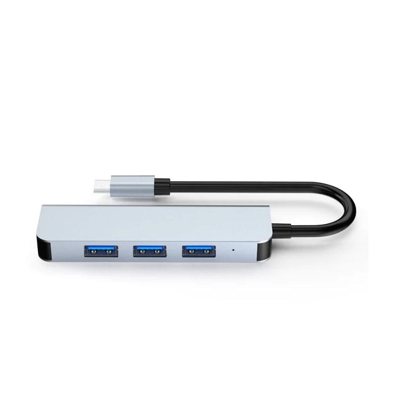 Hub USB BYL-2013T 4 em 1 USB Tipo C/USB 3.0+USB 2.0 Cinza - Item1