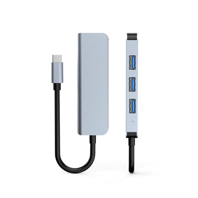 Hub USB BYL-2013T 4 en 1 USB Tipo C/USB 3.0+USB 2.0 Gris - Ítem2