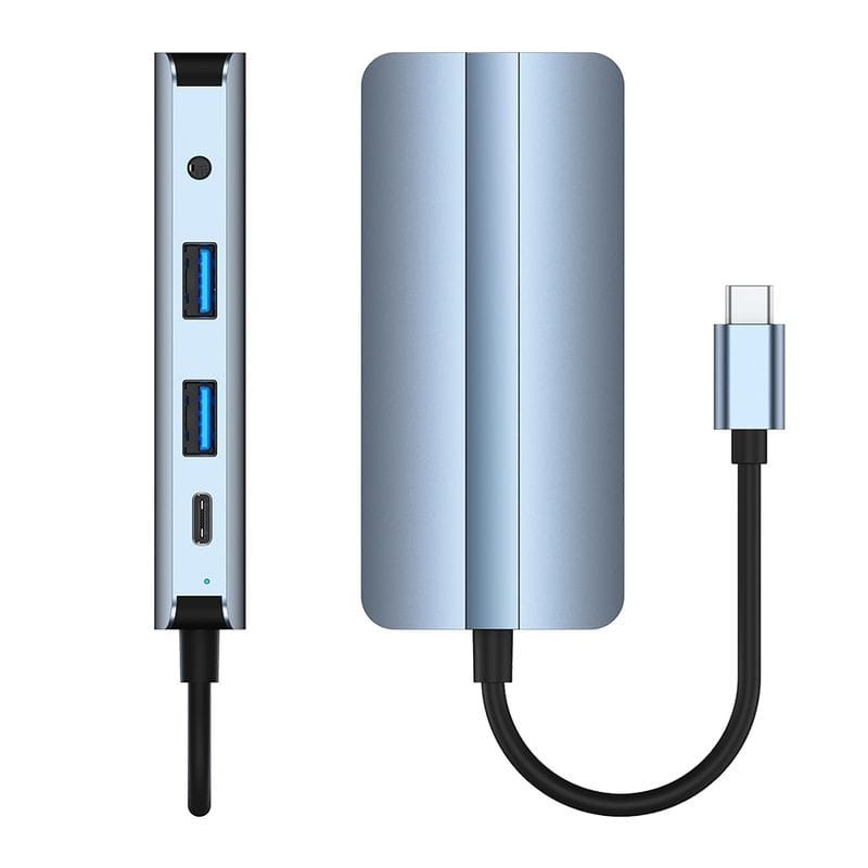 Hub USB BYL-2105 8 en 1 USB-C /USB 3.0+2.0+USB Tipo C+VGA+HDMI+microSD+TF Plata - Ítem1