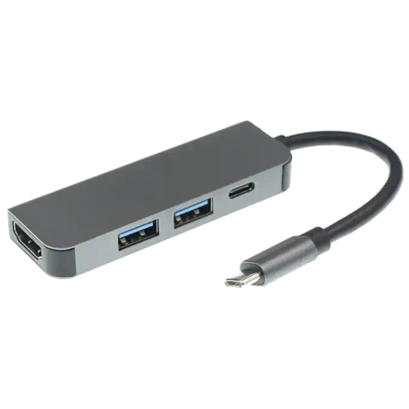 Hub USB BYL-2011 4 en 1 USB Tipo-C/HDMI+USB 3.0+USB Tipo C Gris - Ítem