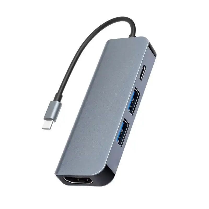 Hub USB BYL-2011 4 en 1 USB Tipo-C/HDMI+USB 3.0+USB Tipo C Gris - Ítem1