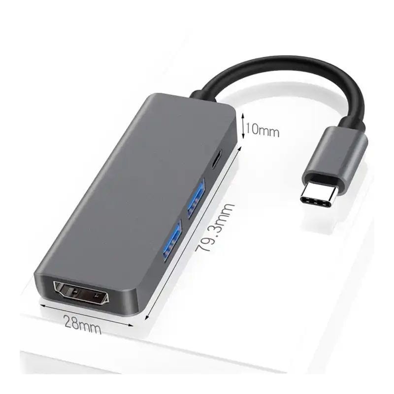 Hub USB BYL-2011 4 en 1 USB Tipo-C/HDMI+USB 3.0+USB Tipo C Gris - Ítem2