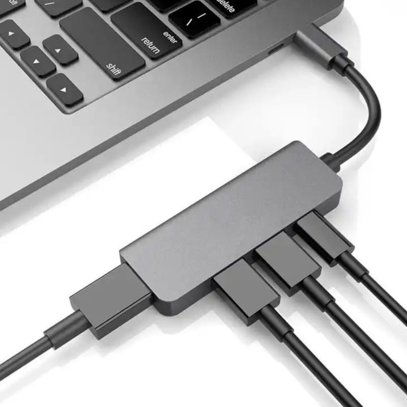 Hub USB BYL-2011 4 en 1 USB Tipo-C/HDMI+USB 3.0+USB Tipo C Gris - Ítem4