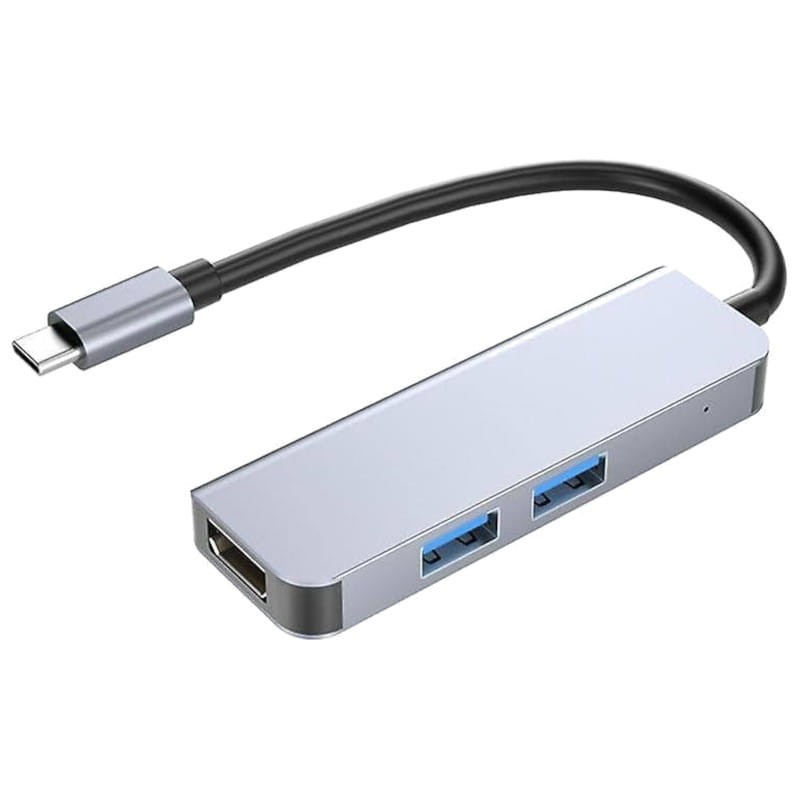 Hub USB 2011N 3 en 1 USB Tipo C/HDMI+USB 3.0 Plata - Ítem