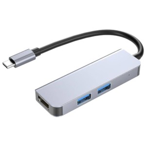 Hub USB 2011N 3 en 1 USB Tipo C/HDMI+USB 3.0 Plata
