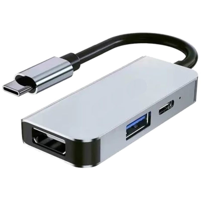 Hub USB BYL 2122 3 em 1 USB Type C/HDMI+USB 3.0 +USB Type C Prata - Item