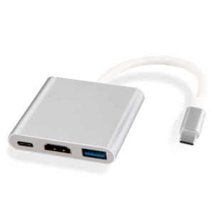 Hub USB-C 3 em 1 com HDMI, USB-A 3.0 e USB-C PD