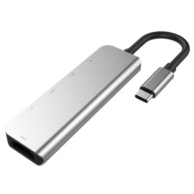 Hub USB-C 5 em 1 com HDMI 4K, 2x USB-A 2.0, USB-C e USB-C PD - Item