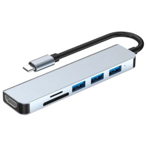 Hub USB-C 7 en 1 con HDMI, 2x USB 3.0, USB-C, USB-C PD y SD/TF