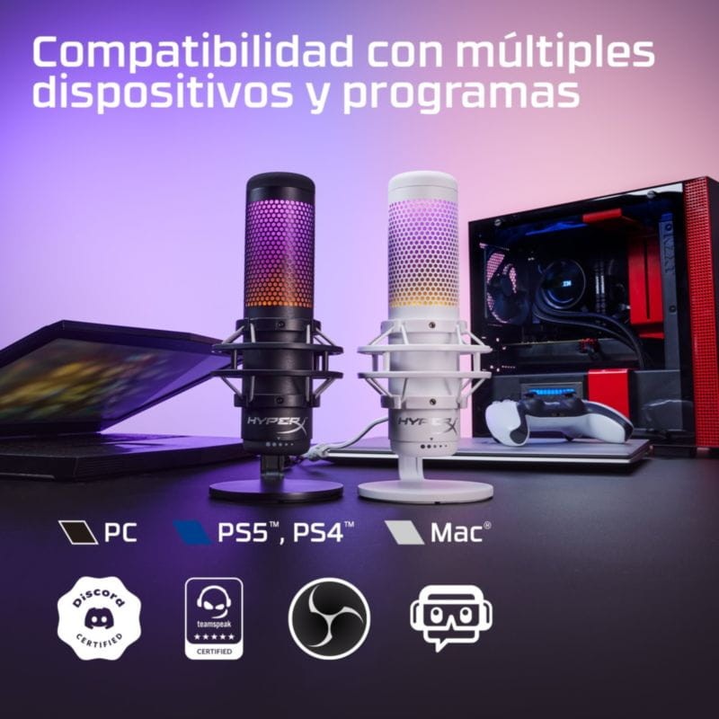 HyperX QuadCast S Branco - Microfone para PC - Item8